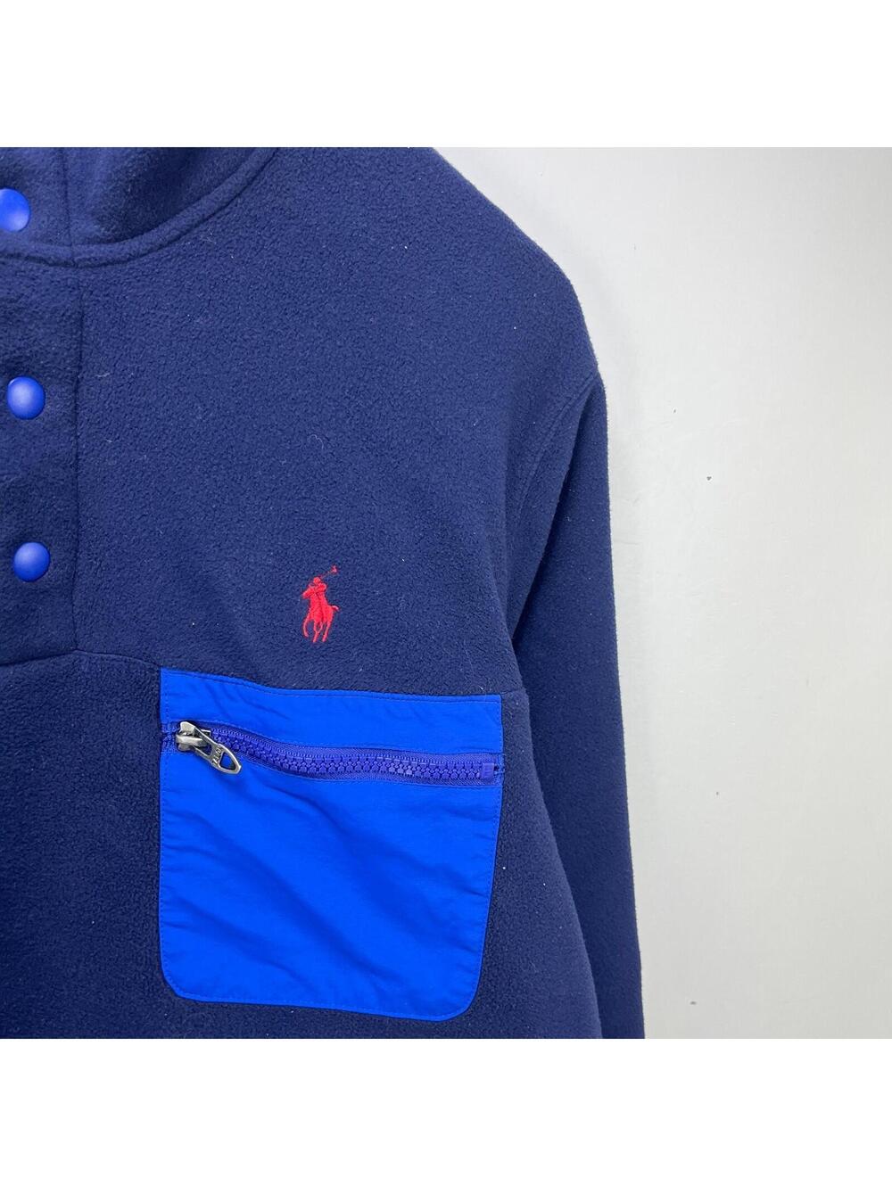 Vintage Polo Ralph Lauren Snap Fleece Sweater Medium Pony - Picture 3 of 11
